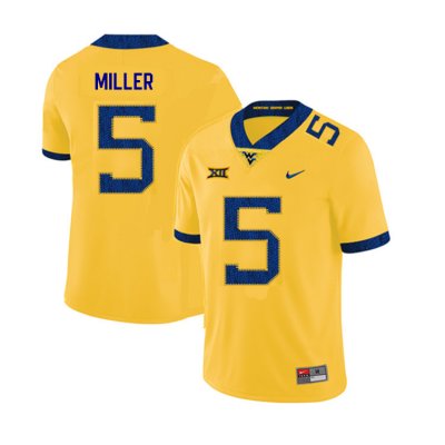 Men's West Virginia Mountaineers NCAA #5 Dreshun Miller Yellow Authentic Nike 2019 Stitched College Football Jersey WX15N22MR